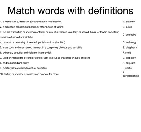 How to use <b>matching</b> in a sentence. . Chapter 9 matching words with definitions